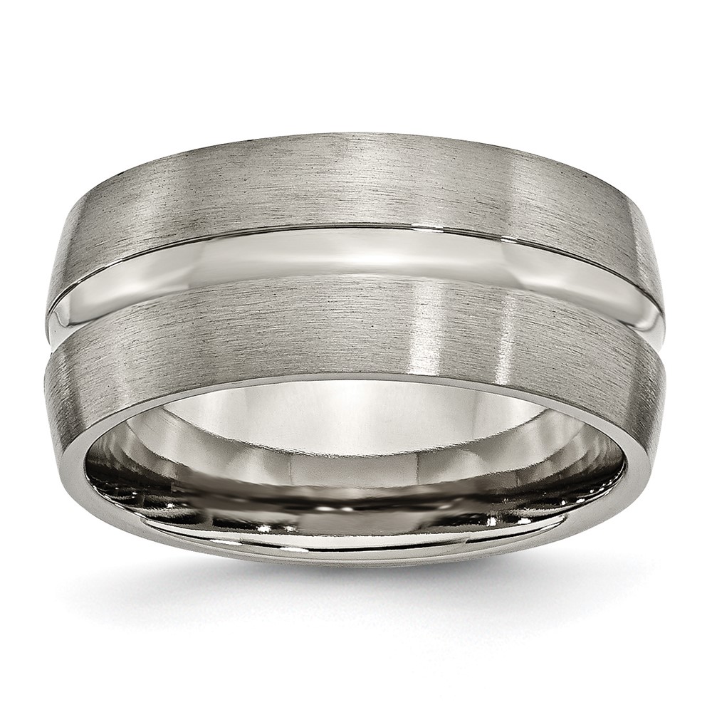 Titanium Brushed and Polished 10mm Grooved Band