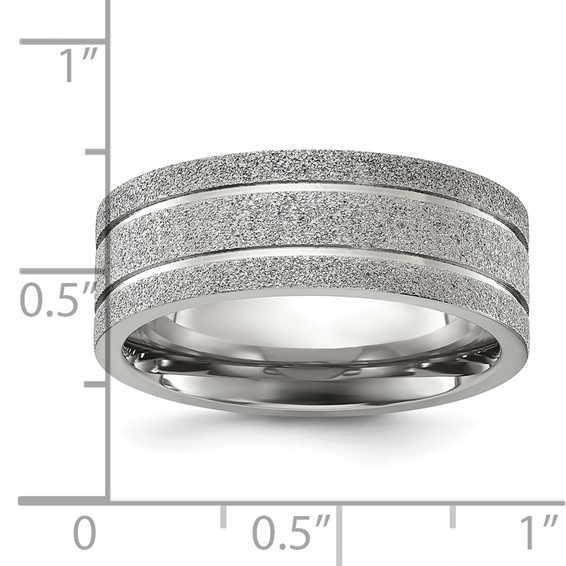 Chisel Titanium Polished Laser-cut Grooved 8mm Band