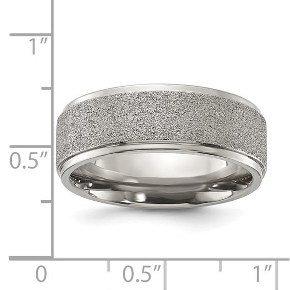 Chisel Titanium Polished Laser-cut Center 8mm Band