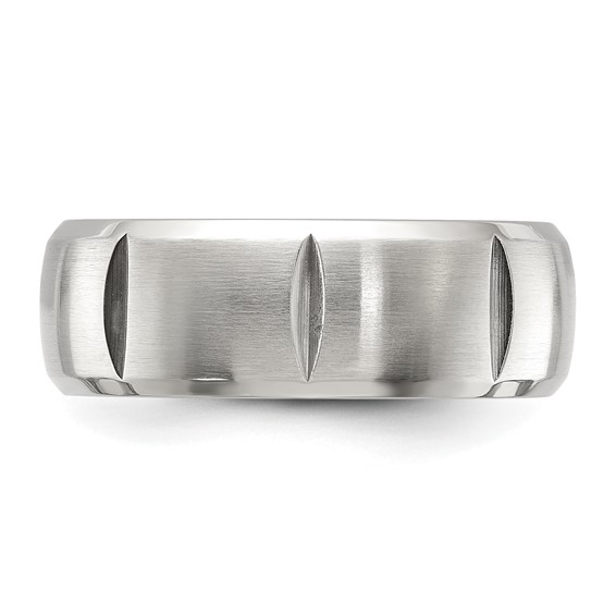 Chisel Titanium Brushed and Polished Grooved 8mm Band