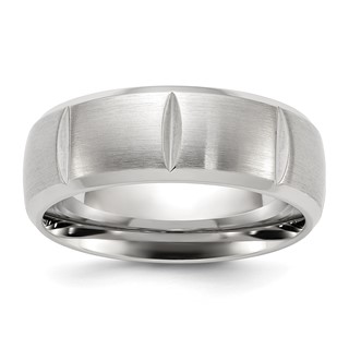 Chisel Titanium Brushed and Polished Grooved 8mm Band