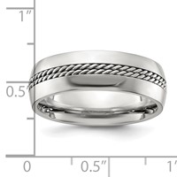Chisel Titanium Polished Band with Curb Chain Inlay 7mm view 4