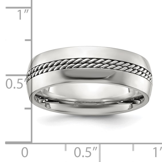 Chisel Titanium Polished with Curb Chain Inlay 7mm Band