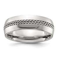 Chisel Titanium Polished Band with Curb Chain Inlay 7mm view 1