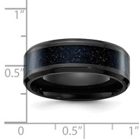 Chisel Titanium Polished Black IP-plated Band with Blue Star Sandstone Inlay Center 8mm view 4