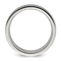 Chisel Titanium Polished Band with Turquoise and Black Star Sandstone Inlay 8mm view 2