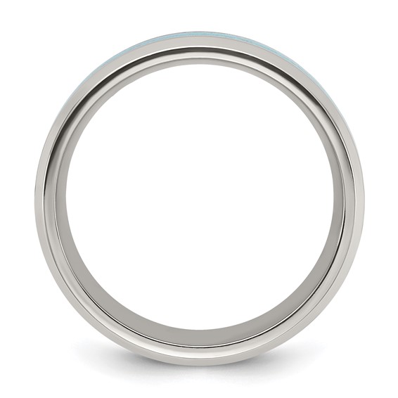 Chisel Titanium Polished with Turquoise Inlay 8mm Band