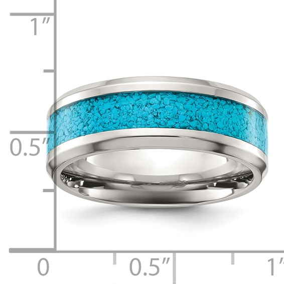 Chisel Titanium Polished with Turquoise Inlay 8mm Band
