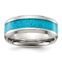 Chisel Titanium Polished Band with Turquoise Inlay 8mm view 1