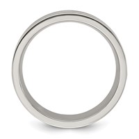 Chisel Titanium Polished Band with Black Resin and Wood Inlay 8mm view 2