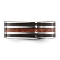 Chisel Titanium Polished Band with Black Resin and Wood Inlay 8mm view 3
