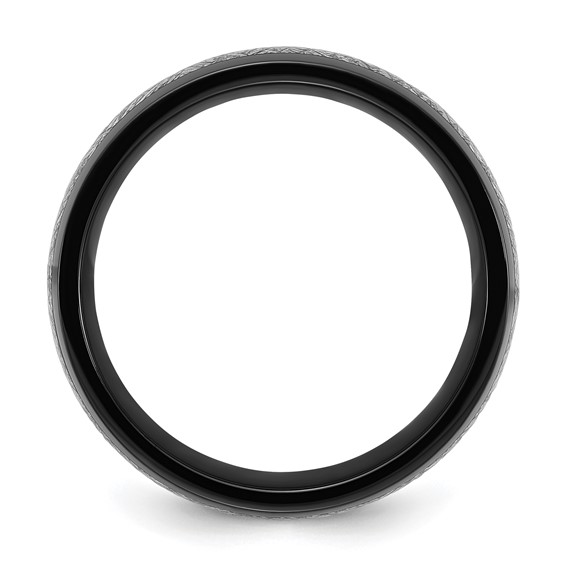 Chisel Titanium Polished Black IP-plated with Imitation Meteorite Inlay 8mm Band