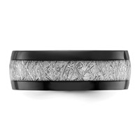 Chisel Titanium Polished Black IP-plated Band with Imitation Meteorite Inlay 8mm view 3