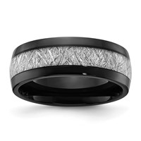 Chisel Titanium Polished Black IP-plated Band with Imitation Meteorite Inlay 8mm view 1