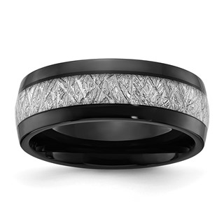Chisel Titanium Polished Black IP-plated with Imitation Meteorite Inlay 8mm Band