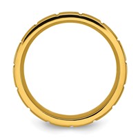 Chisel Titanium Polished Yellow IP-plated Grooved 6mm Band view 2