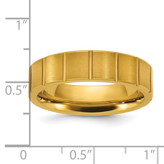 Chisel Titanium Polished Yellow IP-plated Grooved 6mm Band