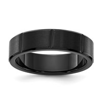 Chisel Titanium Polished Black IP-plated Grooved 6mm Band view 1