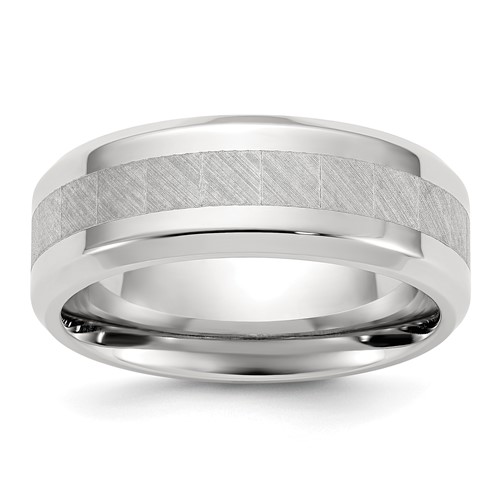 Chisel Titanium Polished Band with Brushed Center 8mm