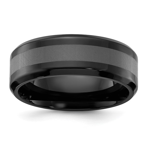 Chisel Titanium Polished Black IP-plated Brushed Center 8mm Band