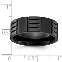Chisel Titanium Polished Black IP-plated Grooved 8mm Band view 4