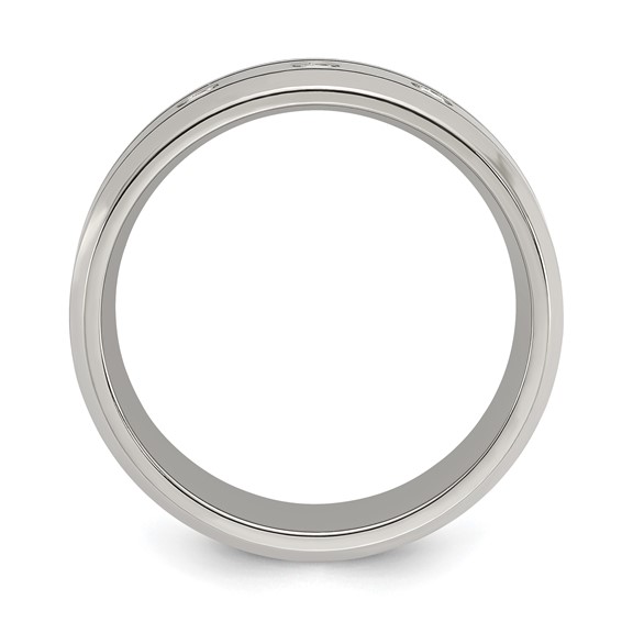 Chisel Titanium Polished with CZ 8mm Band