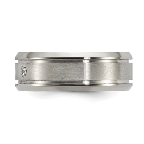 Chisel Titanium Polished with CZ 8mm Band