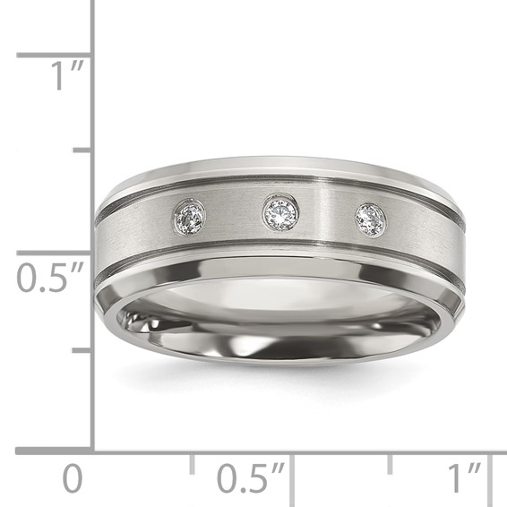 Chisel Titanium Polished with CZ 8mm Band
