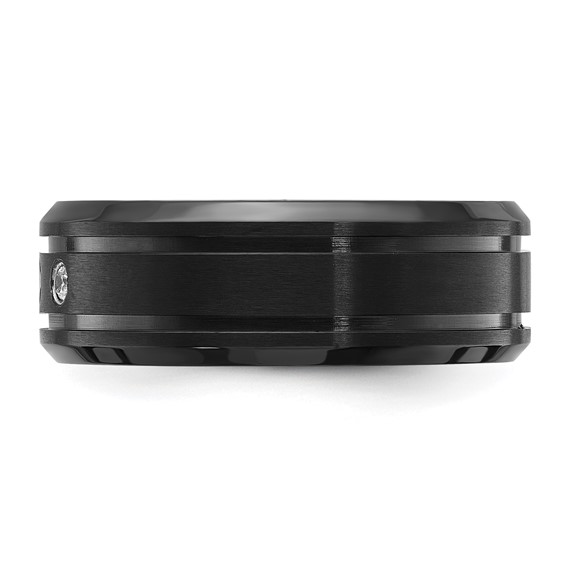 Chisel Titanium Polished Black IP-plated CZ 8mm Band