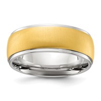 Chisel Titanium Polished Band with Brushed Yellow IP-plated Center 8mm view 1
