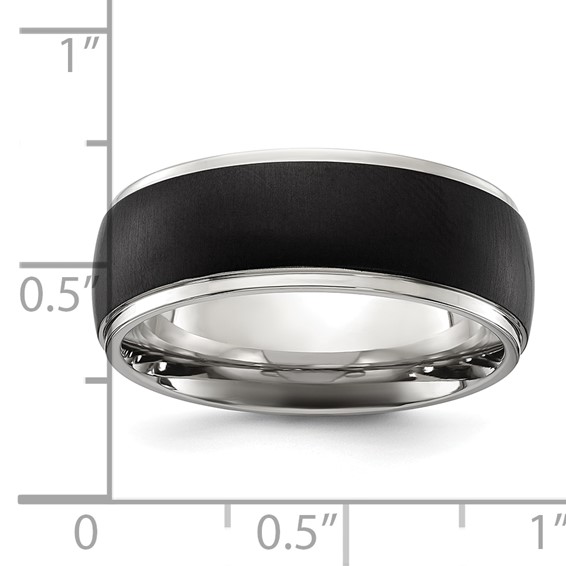Chisel Titanium Polished with Brushed Black IP-plated Center 8mm Band