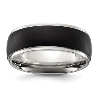Chisel Titanium Polished with Brushed Black IP-plated Center 8mm Band