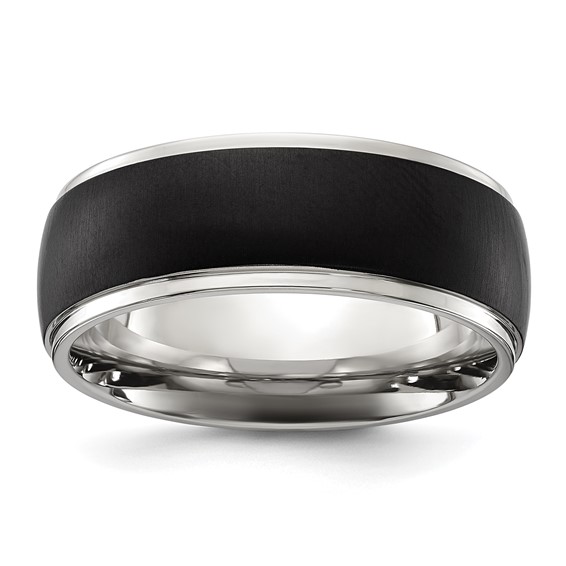 Chisel Titanium Polished with Brushed Black IP-plated Center 8mm Band