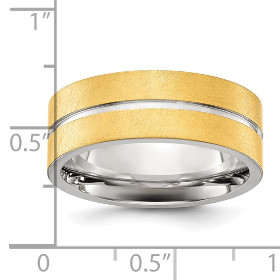 Chisel Titanium Brushed and Polished Yellow IP-plated 8mm Band