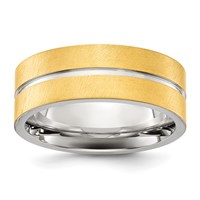 Chisel Titanium Brushed and Polished Yellow IP-plated 8mm Band view 1