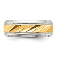Chisel Titanium Polished Band with Yellow IP-plated Grooved Center 8mm view 3