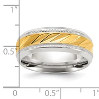 Chisel Titanium Polished Band with Yellow IP-plated Grooved Center 8mm view 4