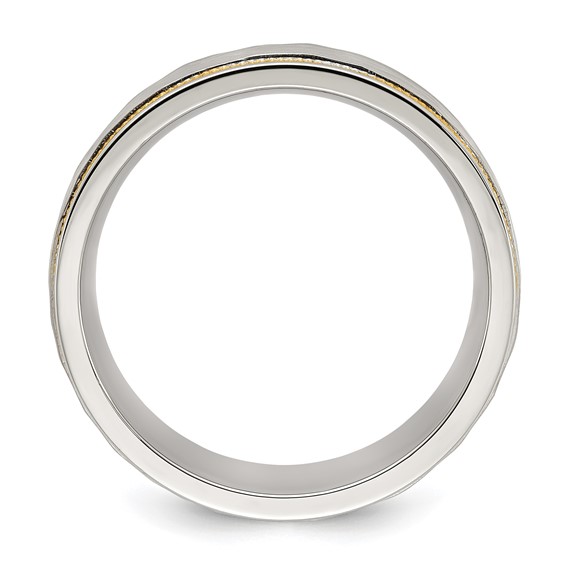 Chisel Titanium Brushed Polished and Hammered Yellow IP-plated 7mm Band