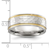 Chisel Titanium Brushed Polished and Hammered Yellow IP-plated 7mm Band view 4