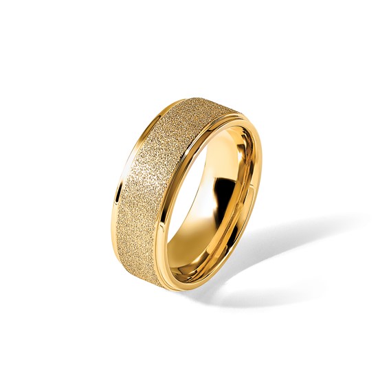 Chisel Titanium Polished Laser-cut Center Yellow IP-plated 8mm Band