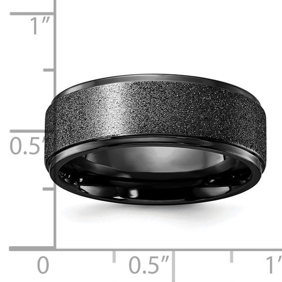 Chisel Titanium Polished Laser-cut Center Black IP-plated 8mm Band