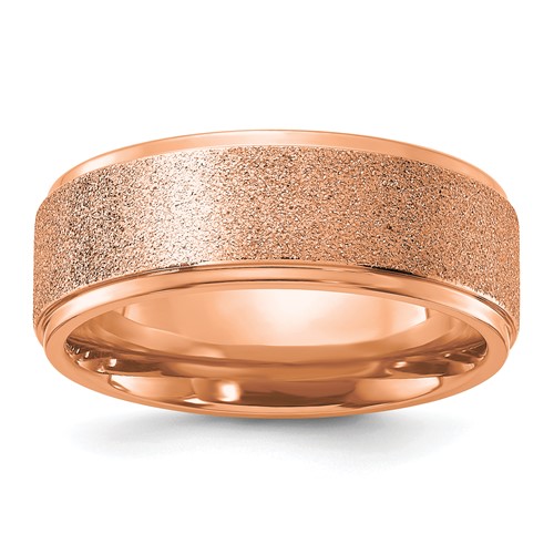 Chisel Titanium Polished Laser-cut Center Rose IP-plated 8mm Band