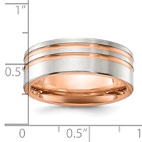 Chisel Titanium Brushed and Polished Rose IP-plated Stripes 8mm Band view 4
