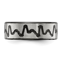 Chisel Titanium Brushed Black IP-plated Heartbeat 8mm Band view 3