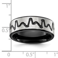 Chisel Titanium Brushed Black IP-plated Heartbeat 8mm Band view 4
