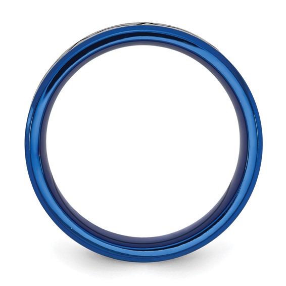 Titanium Brushed Blue IP-plated Heartbeat 8mm Band