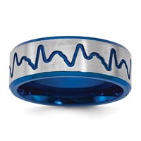 Titanium Brushed Blue IP-plated Heartbeat 8mm Band view 1