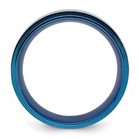 Chisel Titanium Polished Band with Brushed Center Blue IP-plated 8mm view 2