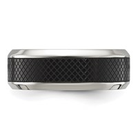 Chisel Titanium Polished Black IP-plated Textured Center 8mm Band view 3