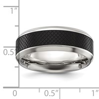 Chisel Titanium Polished Black IP-plated Textured Center 8mm Band view 4